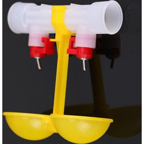 Pet Supplies Double Outlet Drinking Hanging Chickens Cups Nipple Drinker Poultry Waterer Feeding Supplies Drinkers For Chickens
