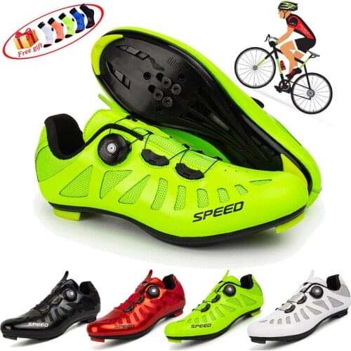 Professional breathable road bike shoes unisex self-locking spin buckle racing shoes outdoor sports ultralight MTB cycling shoes