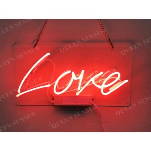14“ Love Pink Acrylic Custom Neon Light Lamp Sign Beer Bar Art Handmade Real Glass Decorate Home Wall Room Windows Tube Artwork
