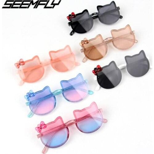 Seemfly Cartoon Children Sunglasses Fashion 2021 New Girls Boys Baby Personality Sun Glasses Cute Bow UV400 Shades Eyeglasses