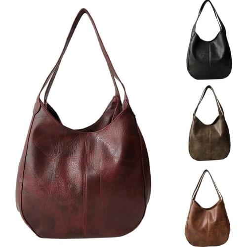 Retro Faux Leather Shoulder Bag Women Large Capacity Zipper Travel Tote Bag for Women Messenger Crossbody Bag Bolsa Feminina