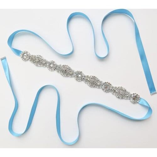 Diamond Wedding Dress Belt with colored satin ribbon Rhinestones Bridal Belt Crystal Wedding Sash For Wedding Dress Accessories
