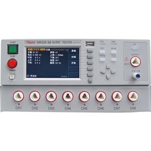 TH9320-S8 8 Channels AC/DC Hipot Tester Insulation Resistance Test Range 1Mohm-9999Mohm