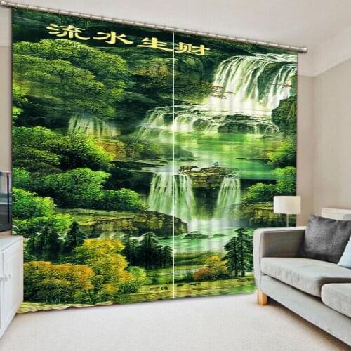 Green Curtain Decoration 3D Brief tree Curtains For Bedroom Living room Polyester Room Curtain