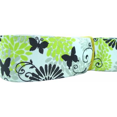 1-1/2'' 38mm Wide Spring Flowers WIth Butterfly Woven Jacquard Ribbon Wholesale Free Shipping