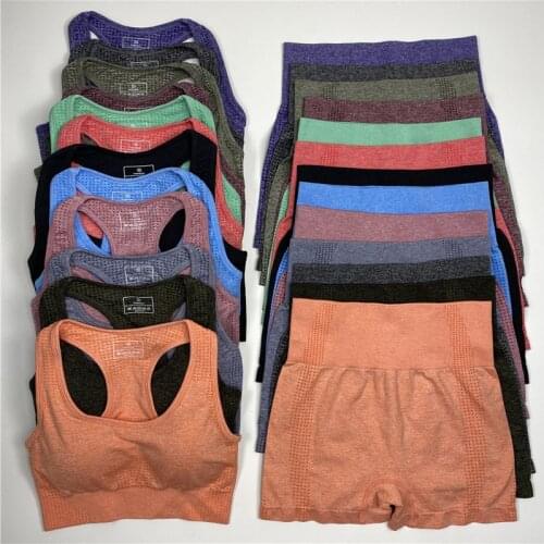 Women Vital Seamless Yoga Sports Suits Sport Bra+High Waist Fitness Shorts 2 Piece Gym Set Running Sportswear Workout Clothes