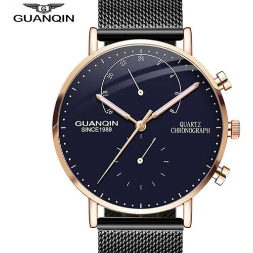 Reloj mujer Original GUANQIN 2018 Fashion men Watch Top Brand Luxury Ultrathin Quartz Watch Men Chronograph HD Luminous Sapphire