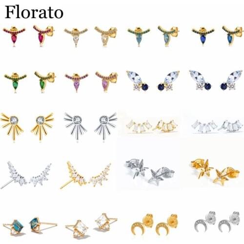 Colorful Water Drop Zircon Stud Earring 925 Sterling Silver Ear Needle Exquisite Crystal Fashion Jewelry For Women Birthday Gift