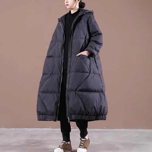 Womens Fluffy down coats Winter Literary retro Loosed warm duck down coat female oversized Hooded thick warm down parkas F2591