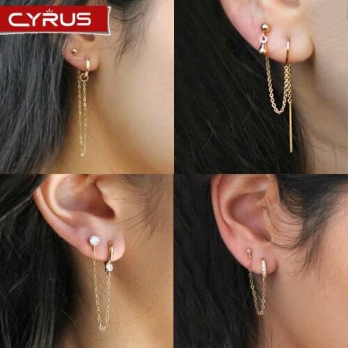 1pcs Women Ear Clip1pcs Tassel Ear Clip Punk Ladies Long Earrings Metal Jewelry Pendient for Girl Party Summer Gift Gold Color
