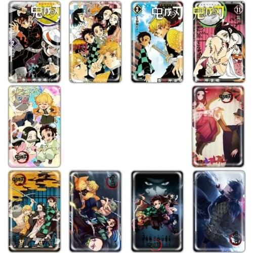 10pcs Demon Slayer Kimetsu no Yaiba Card Sticker Smooth Surface DIY Decoration Bus ID Anime Stickers