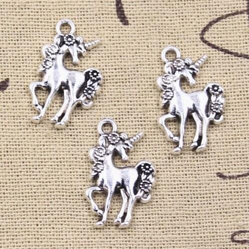 12pcs Charms Horse Unicorn 23x15mm Antique Silver Color Plated Pendants Making DIY Handmade Tibetan Silver Color Finding Jewelry