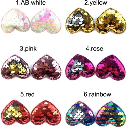 120pcs Sequin Heart Star Boutique 40mm Length unicorn Accessories Headwear Hair Accessory for Girls Headband clothes applique
