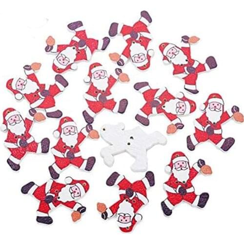 20pcs Large Santa Claus 2 Hole Wooden Buttons Christmas DIY Decor Child Clothing Sewing Antique Ornament Crafts Scrapbooking