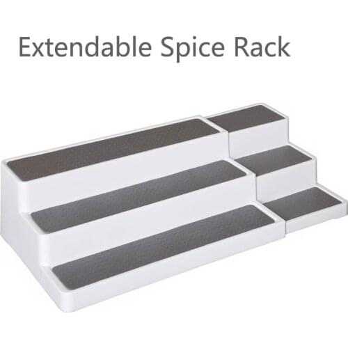 3 Tier Spice Rack Expandable Step Shelf Cabinet Waterproof Kitchen Organizer H55A