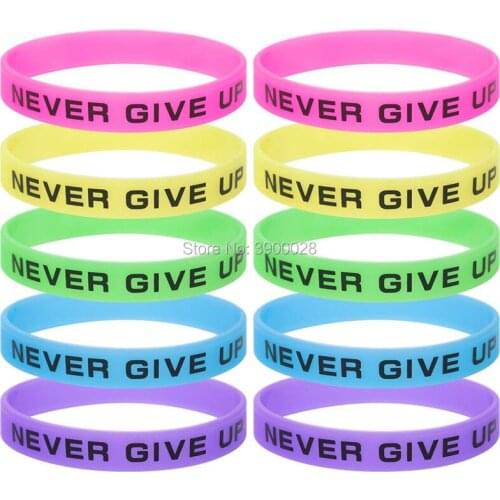 300pcs never give up silicone wristband Personalized Rubber bracelets Sports Gifts shipping by DHL A