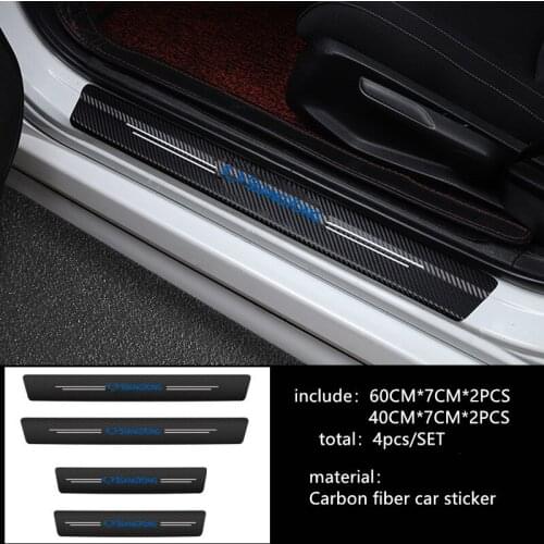 4pcs Car Carbon Fiber Car Door Sill Protector Stickers for Ssangyong kyron rexton korando actyon Car Accessories