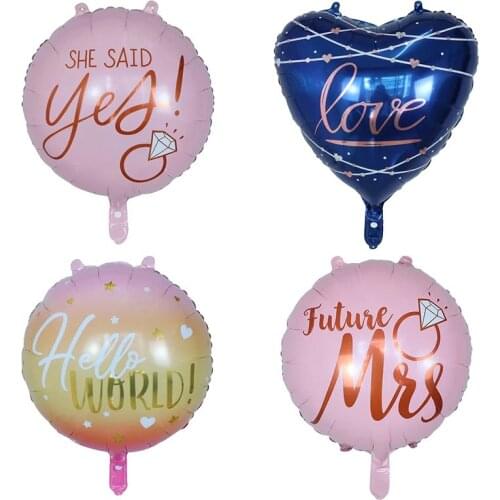 5pcs 22inch Hello World Heart Love Foil Balloons Inflatable Round Helium Air Globos Wedding Valentines Day Decoration Supplies