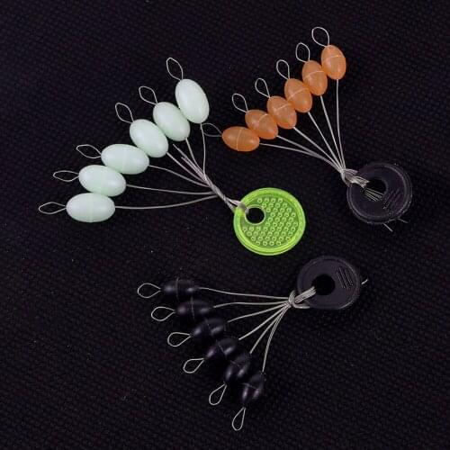 60pcs 10 Group Set Rubber Space Beans for Sea Lake River Carp Fly Fishing Rubber Oval Stopper Fishing Bobber Float Tool