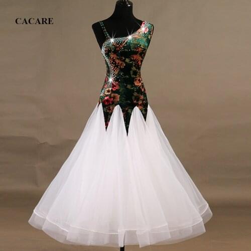 Ballroom Waltz Dress Dance Competition Dresses Costume Standard Velvet Top Customize Latina Tango Fringe D0477 Big Sheer Hem