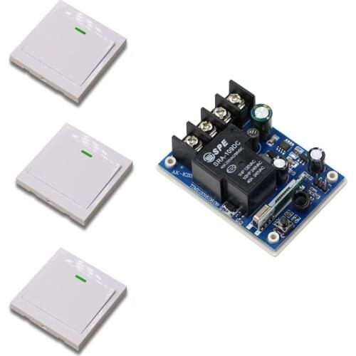 DC12V 24V 36V 48V 30A Wireless Remote Control Switch 3pcs Wall Transmitter and Receiver for Corridor Room Home Remote Lighting