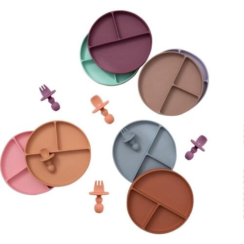 Baby Silicone Grid Plates, Baby Tableware, Food Grade Silicone Suction Cups, Non-slip Bowls, Childrens Products