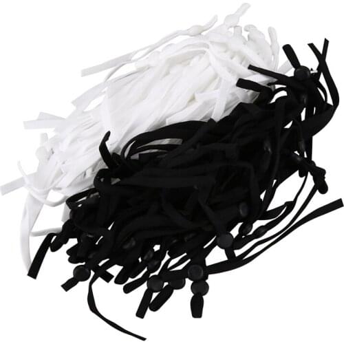 100 Pcs Sewing Elastic Band Cord with Adjustable Buckle Stretchy Mask Earloop Lanyard Earmuff Rope DIY Making Supplies Retail