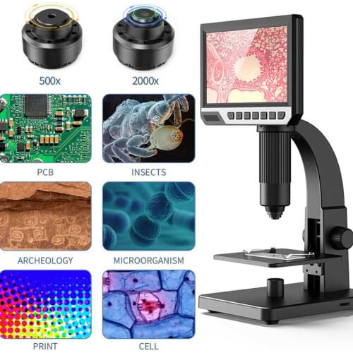 2000X Biological Microscope 7 Inch Screen Digital Electron Microscope Microbial Cell Circuit Board Printing Observation