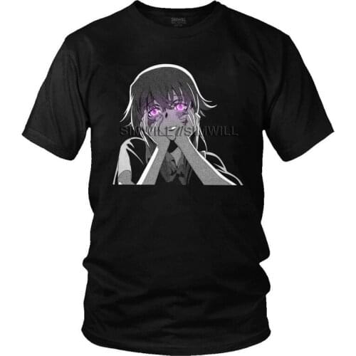 Future Diary T Shirts Men Short Sleeve Cotton T-shirt Anime Manga Mirai Nikki Yuno Gasai Tee Tops Novelty Tshirt Gift