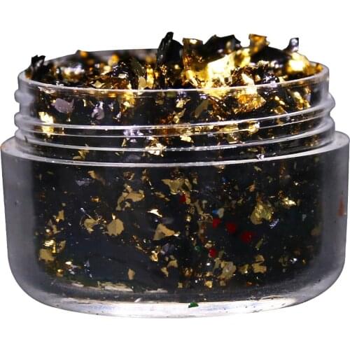 Imitation Gold Leaf Flakes for Nail Decoration Arts Crafts Painting Colorful Alloy Foil Fragments 2x2.9cm Black Gold Foil Flakes