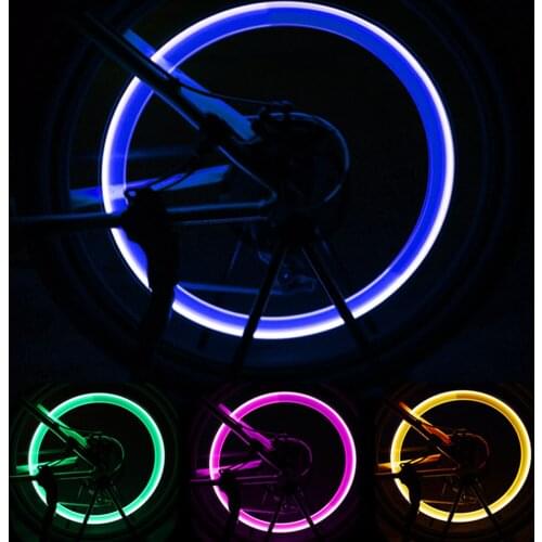 2Pcs Bike Light Neon Lights Tyre Wheel Valve Cap Light LED Flash Car Tire Valve Caps Air Cover Tire Rim Valve Wheel Stem Cap