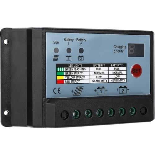 20A 12V 24V Dual Battery Solar Charge Controller/Regulator Short Circuit Protection Solar Battery Regulator Charge Controllers