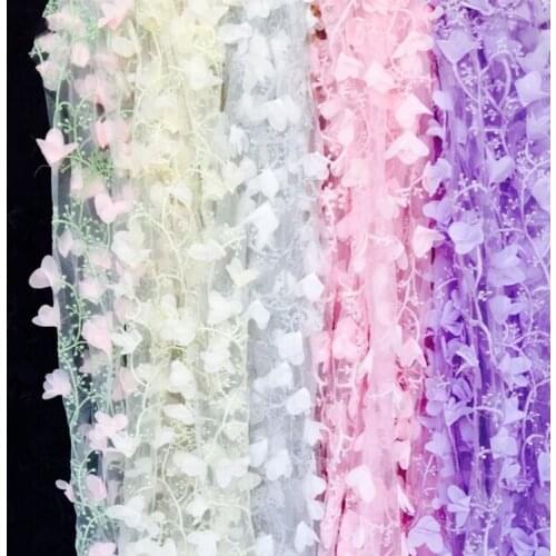 Free Shipping Width 130 Cm Lovely Flowers Cloth Diy Handmade Lace Fabric Applique Dress Lace Fabric 6 Colors RS636