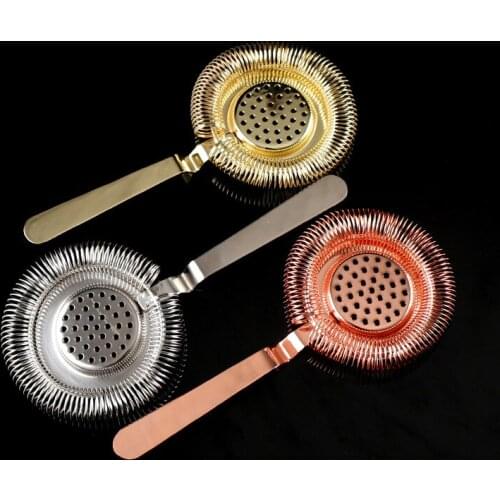 Kitchen Barware Bar Tools Stainless Steel Gold Plated Ice Filter Cocktail Strainer Bartender Shaker Wine Ice Strainer Percolator