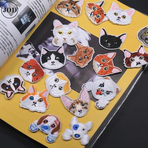 Cat Small Patch Iron On Stickers On Kids Clothes Cute Badges Applique Dog Embroidery Patches For Child Clothing Sew On Backpack