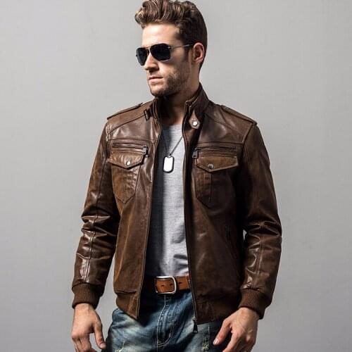 Genuine Leather Jacket Men Autumn Winter Leather Jacket for Mens Clothing Vintage Short Motorcycle Jacket Casaco FM116 YY769