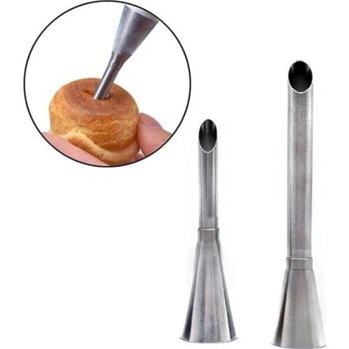 2pcs Puff Nozzle Tip Confectionery Stainless Steel Cake Cupcake Injection Tool Icing Piping set Syringe Pastry Filling Tubes
