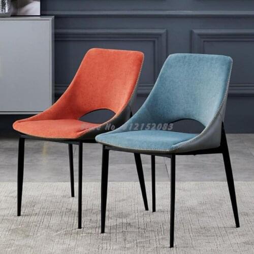 Nordic home backrest restaurant dining chair makeup backrest manicure stool modern minimalist hotel negotiation leather chair