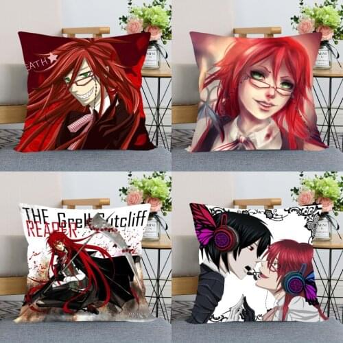 New Anime Grell.Sutcliff Pillow Case For Home Decorative Silk Pillows Cover Invisible Zippered Throw PillowCases 0303