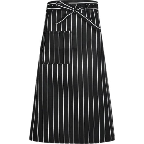 New 3Pcs Kitchen Aprons Half-Length Long Waist Apron Catering Chefs Waiters Uniform Striped Apron 70cmx70cm