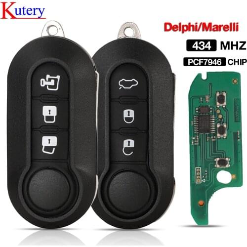Kutery Remote For Fiat 500 Panda Punto Bravo Doblo Ducato Peugeot Boxer Citroen Relay Jumper Lancia Musa Delphi/Marelli 434 MHZ
