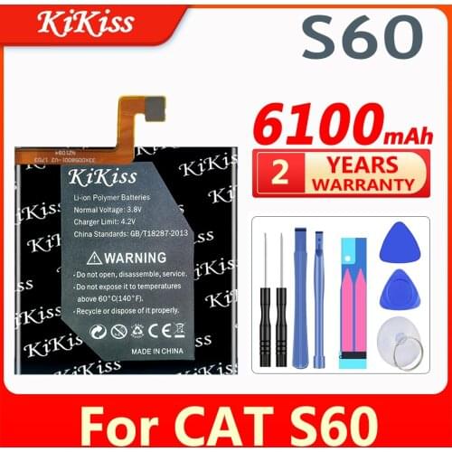 KiKiss 6100mAh Replacement Battery for Caterpillar Cat S60 APP-12F-F57571-CGX-111 Batteries Bateria+Gift Tools