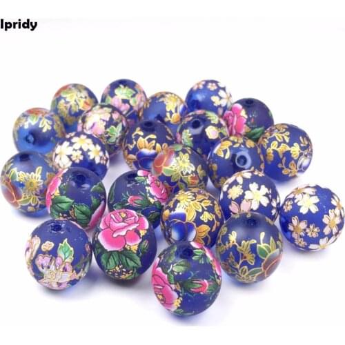 Mixed Frosted color Japan Painting Vintage Japanese Drawing Beads Oval the bottom of color Flower Pattern 18mm 10 Pcs /lot