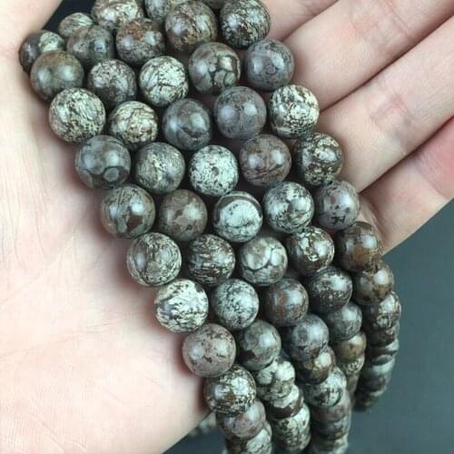 Natural Stone Brown Snowflake Obsidian Loose Spacer Beads For Jewelry Making DIY Bracelet Necklace Accessories 15''4/6/8/10/12mm
