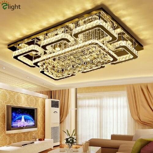 Modern Dimmable Lustre Chandelier Rectangle Luminaria Led Chandelier K9 Crystal Ceiling Chandelier Lighting Lamparas Fixtures