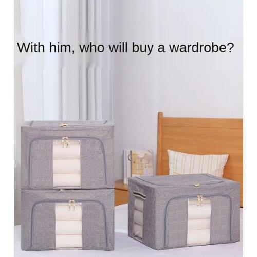 Super large cotton and linen storage box fabric clothing finishing box box folding storage bag household wardrobe artifact