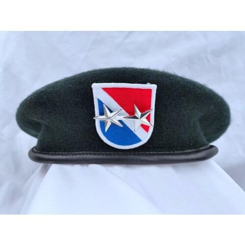 Tomwang2012 Us Army 11th Special Forces Group Wool Green Beret & OFFICER 2 STAR MAJOR GENERAL RANK INSIGNIA Military Hat