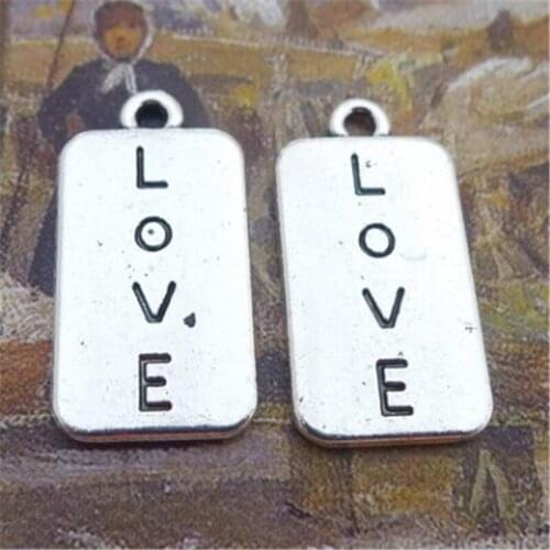100Pcs/lot Letter Vintage LOVE Charms 13*24MM Oblong Charms for Jewelry Making