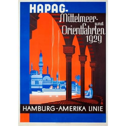 Hamburg America Line Map Vintage Travel Poster Classic Retro Kraft Canvas Maps Wall Sticker Home Bar Posters DIY Decor Gift