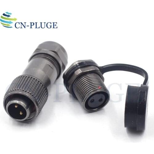 WEIPU ST12 IP67 2-pin Metal Waterproof Industrial Front nut Wire Connector, Male Plug Female Socket Rated current 13A IP67